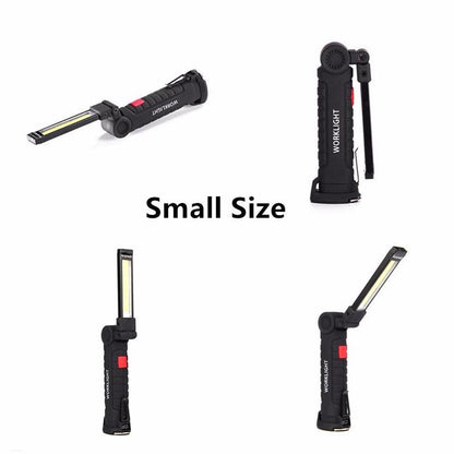 360° Folding USB Rechargeable COB Work Light LED Red Light Strong Light Emergency Flashlight Inspection Light