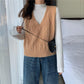 Spring and Autumn Thin Sleeveless Sweater Twist V-neck Knitted Vest Girls Wear Short Loose Waistcoat