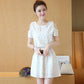 Cotton Short Off-shoulder Dress Floral Waist Slimming Dress Ladies Off-shoulder Dress Cotton Fabric Sweat-absorbent and Breathable