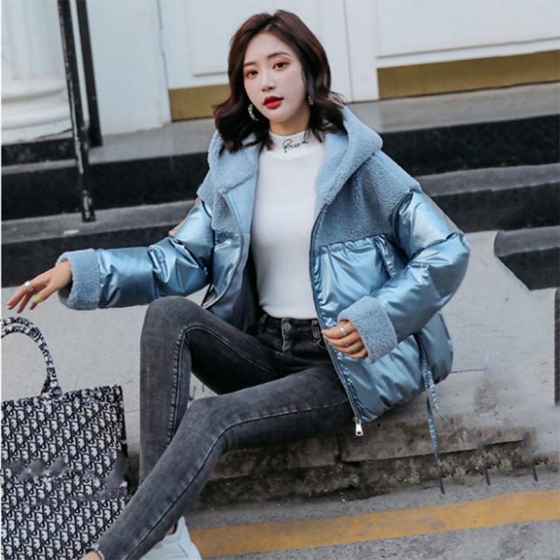 Women's Winter Korean Loose Quilted Coat Warm Stand-collar Down Jacket Women's Glossy Mid-length Down Jacket