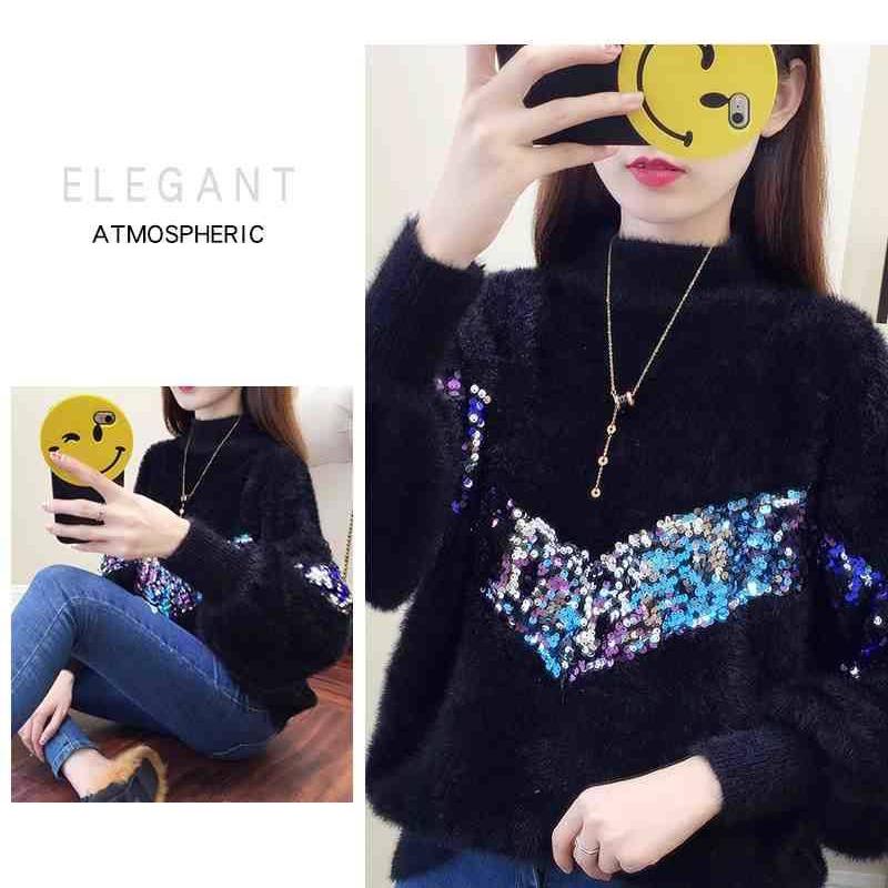 Pofulove Women Winter Sweater Pullovers Warm Knitted Sweaters Pullover Lady  mohair wool thick Sweaters jumper