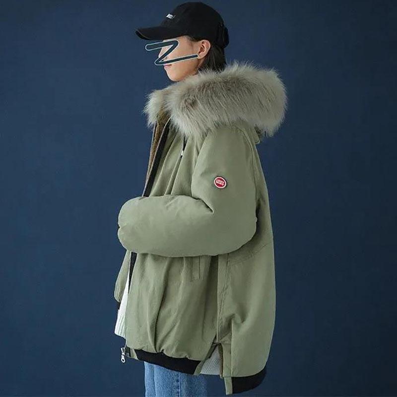 Winter Padded Jacket Ladies Loose Fashion Lamb Wool Coat Cotton Jacket  Student Cotton Jacket