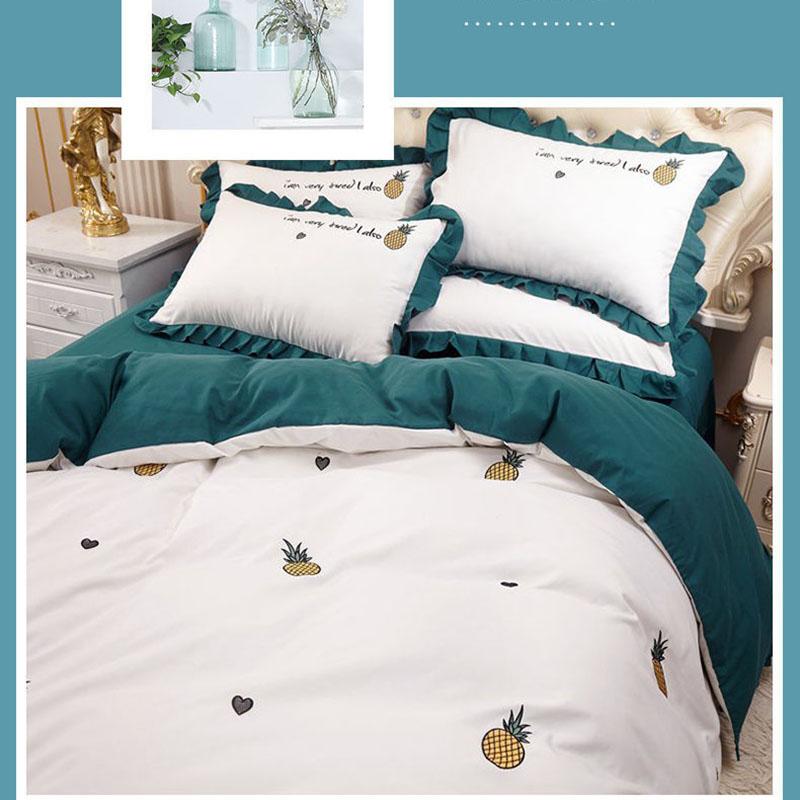 Embroidered Thick Brushed Princess Style Four-piece Lace Duvet Cover Double Bed Single Bedspread Bedding