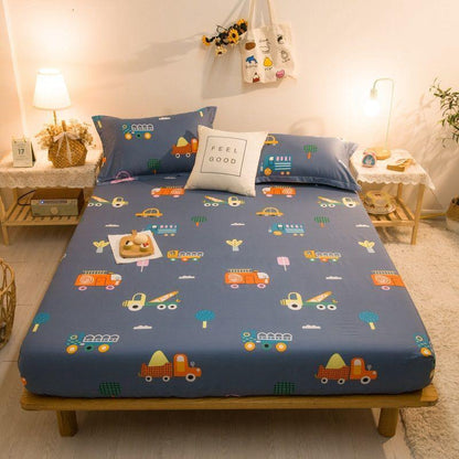 Thick Three-piece Cotton Bed Sheet Pillowcase Non-slip Protective Cover Cotton Bedspread Mattress Cover