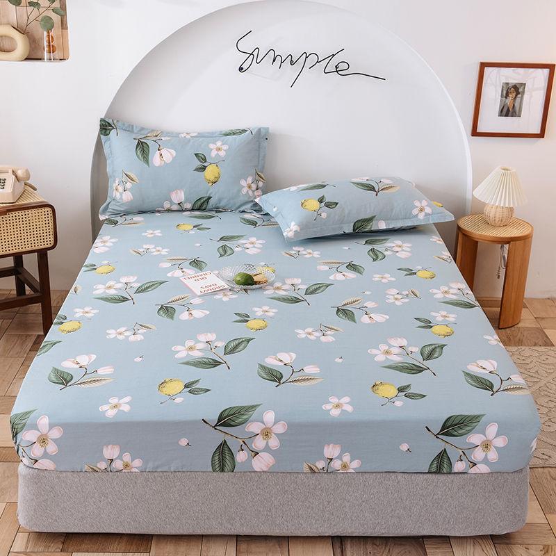 Mattress Protector Bedding Three-piece Cotton Padded Printed Bedspread and Pillowcase