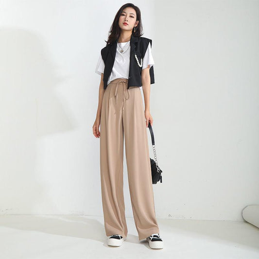 Girls Large Size Sports Pants Fat Ladies Loose High Waist Casual Bench Foot Anti-mosquito Wide Leg Pants