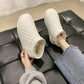 Winter Warm Snow Boots Women Lazy Casual Lozenge Cotton Shoes Solid Color Flat Short Boots