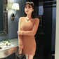 Winter Sweater Dress for Women Stretch Knitted Dress Female  Sexy Wrap Dress Long Sleeve Tight V-neck High Waist Bottoming Bodycon Dress