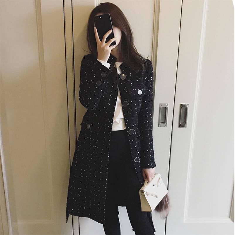 Coat Women Winter Warm Thicken Double Breasted Windproof Jacket Slim Fit Long Woolen Coats