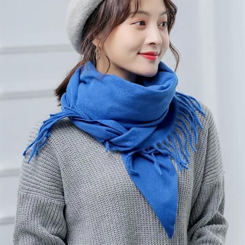 Autumn and Winter Korean Solid Color Triangle Scarf Air Conditioning Shawl Scarf Bib All-match Shawl Dual-use