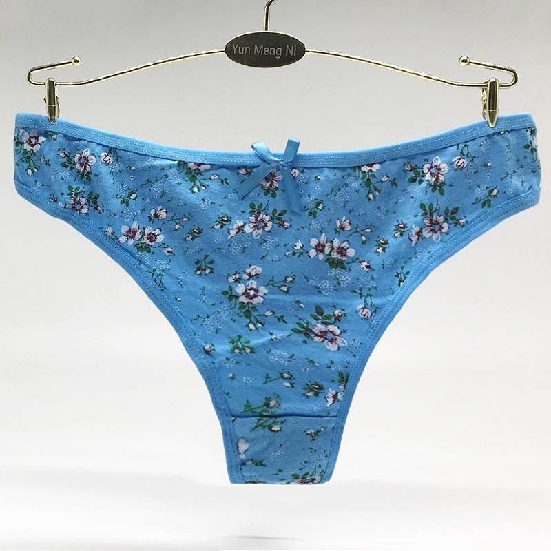 WTEMPO 6 Pieces/Set Thong Panties Ladies Sexy Lingerie Briefs Fashion Print Solid Color Lingerie Ladies Panties M-XL