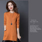 Women's Mid-length Pullover Sweater Loose Simple Irregular Hem Bottoming Sweater  Knitted Sweater Dress  with Pockets