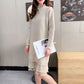 Autumn and Winter Long Lace Sweater Dress Casual Loose Knit Bottoming Shirt Pure Color Simple Female Sweater Dress