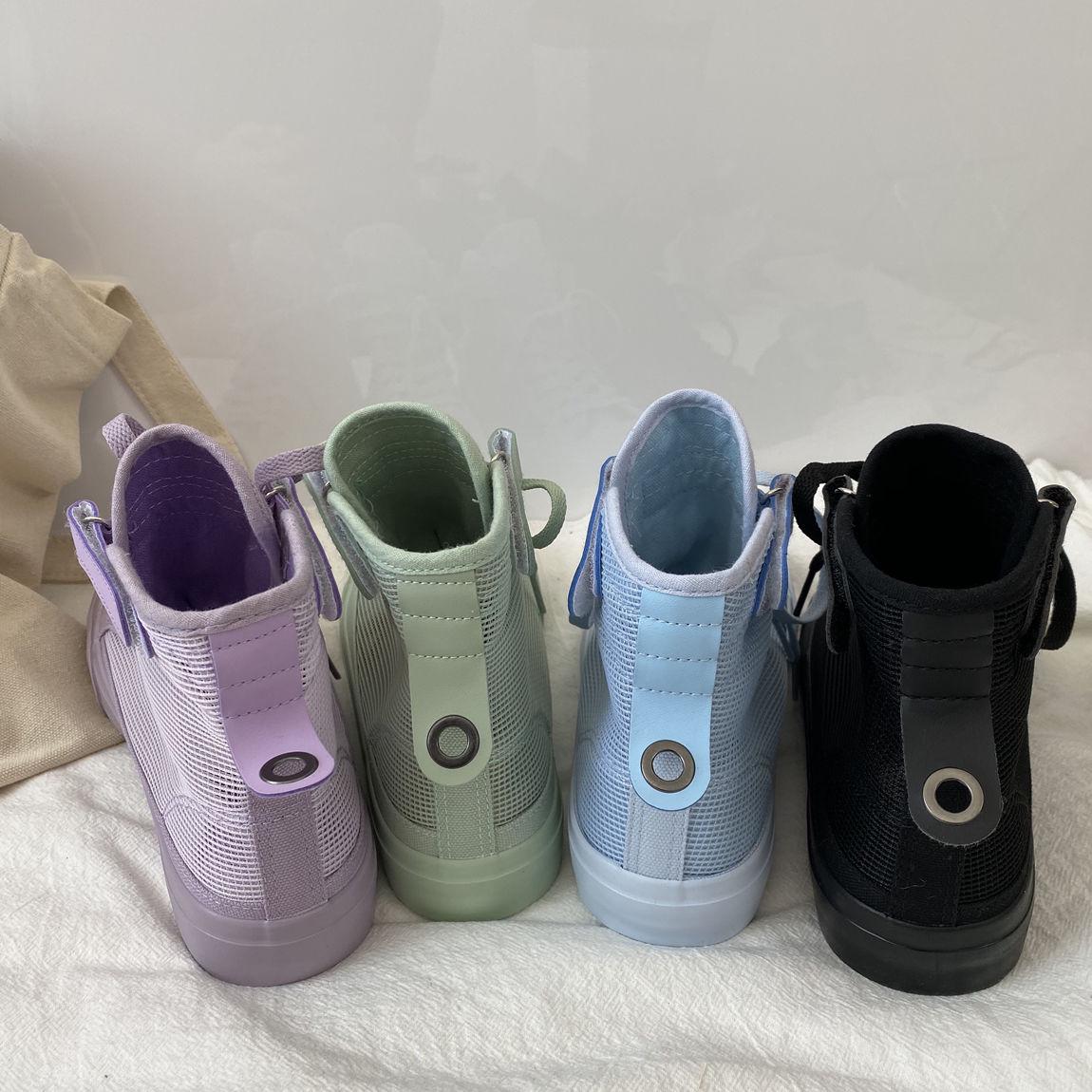 Summer Candy-colored Mesh High-top Canvas Shoes Female Students Korean Version of Ins Wild Breathable Casual Shoes