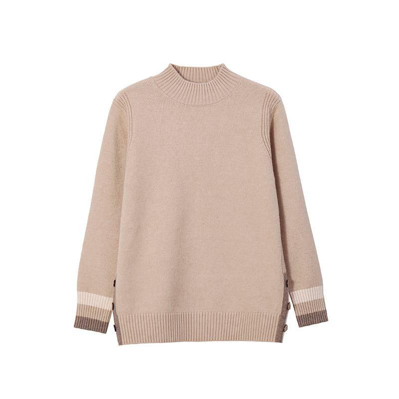 Pofulove Half-high-necked Bottoming Loose Sweater Women's Autumn Winter Long-sleeved Thick Sweaters