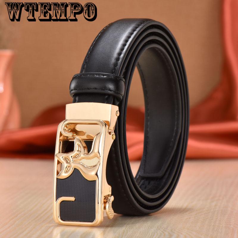 Genuine Leather Belts for Women Automatic Buckle Waist Belt for Jeans Pants Designer Waist Belt