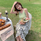 Summer Sweet Floral Skirt Women's Korean Style All-match Flowers Printed Skirt A-line High Waist Slim Retro Long Dress