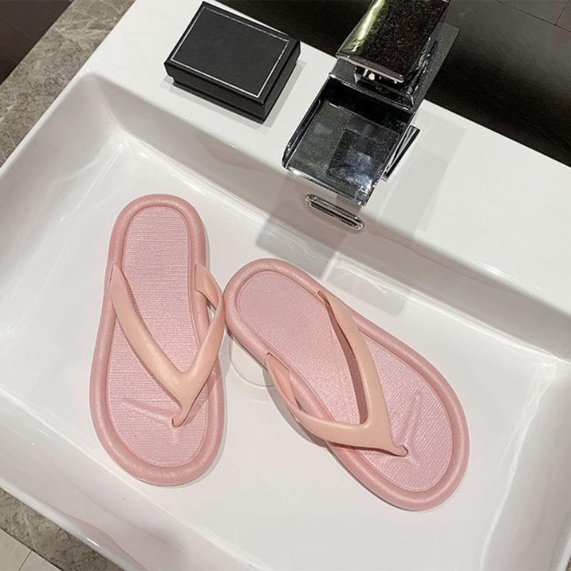 Summer Ladies Slippers Home Bathroom Non-slip Bathing Flip Flops Outdoor Beach Vacation Sandals Slippers Women
