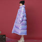Colorful Bright Face Stand-up Collar Cotton-padded Jacket Women's Knee-length Loose Waist Waist Slimming Bread Clothes Warm Cotton-padded Jacket