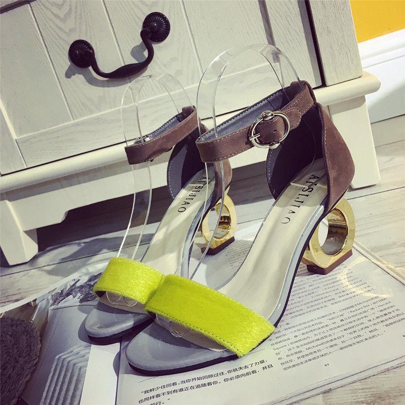 Women's thick high-heeled sandals personality profile frosted sexy open-toe women's shoes sandals