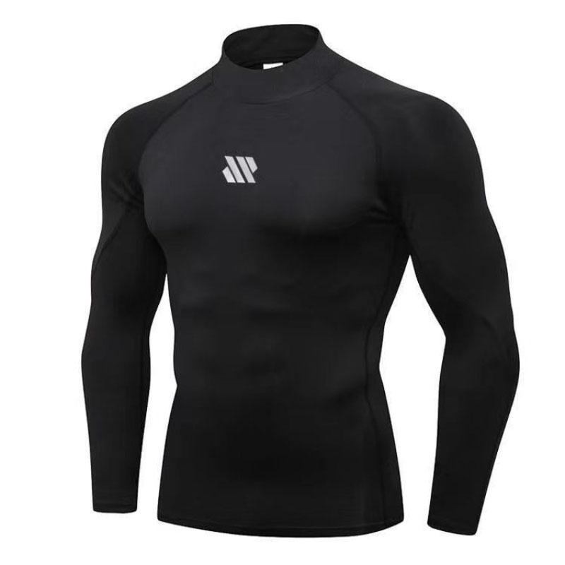 Long-sleeved Mid-high-neck Men's Long-sleeved Sportswear High-necked Tights Men's Bottoming Shirt Keeps Warm and Comfortable