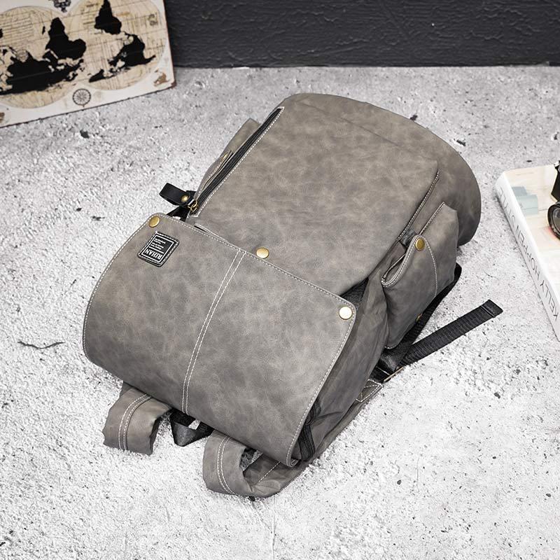 Backpack Men Gray Large Capacity Flip Dark Buckle Waterproof Student Computer Bag Sports Travel Bag