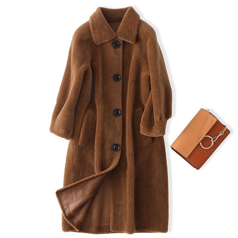 Real Wool Granular Cashmere Sheep Shearing Wool Coat Women's Fur Coat Mid-length Thickening Korean Version