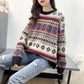 Autumn and Winter Retro Geometric Pattern Sweater Loose Casual Jacquard Top Pure Cute Girl Sweater