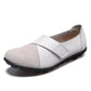 Woman's Flats Shoes Soft Genuine Leather Boat Shoes Solid Color Velcro Retro Comfortable Flat Shoes Lazy Slip on Single Shoe Soft Sole Lightweight