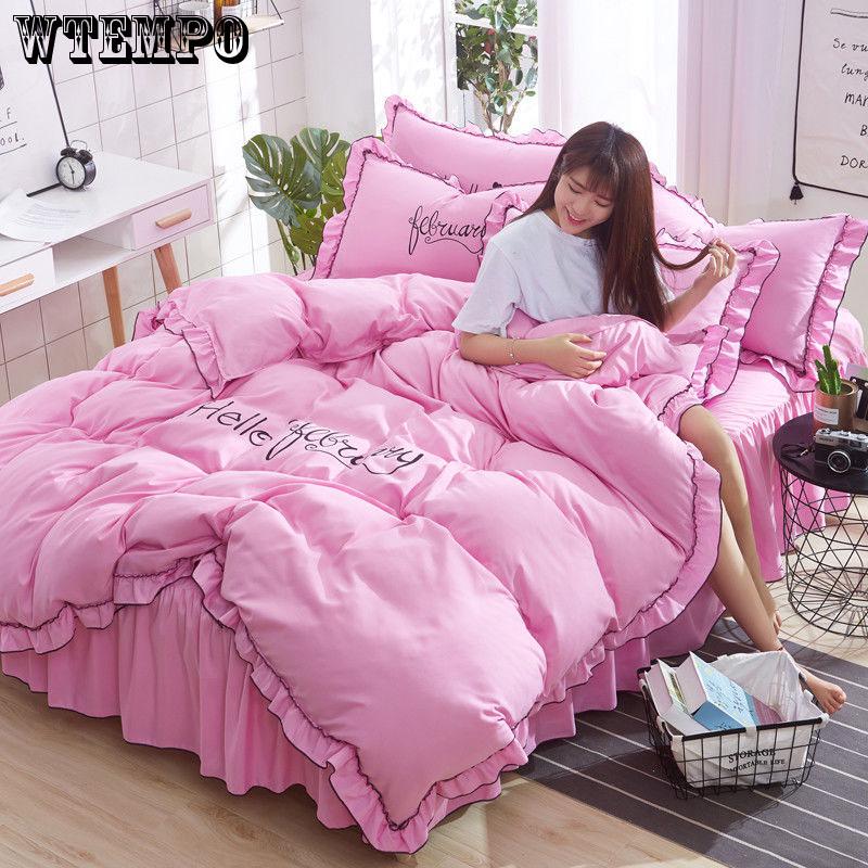 Microfiber Lace Princess Print Soft Duvet Cover Set Pillow Case Zipper Home Bedding Cover