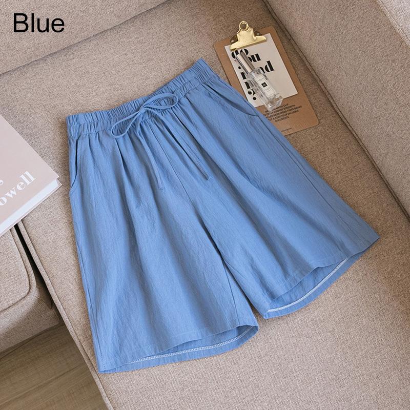 Summer Thin Section Breathable Cotton and Linen Shorts Women's Large Size Home Linen Five Points Loose Wide-leg Pants