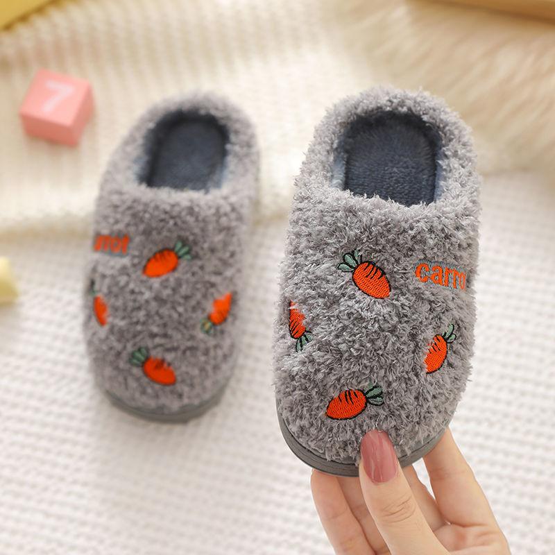 Winter Slippers Kids Toddler Girl Baby Boys Fur Slides Cotton Indoor Shoes Warm Fluffy House Children Slipper