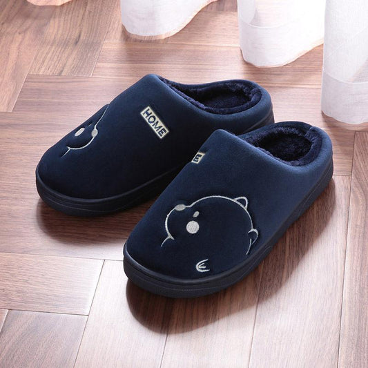 Autumn Winter Plush Slippers for Men Women Warm Thick-soled Home Cartoon Non-slip Slippers Unisex