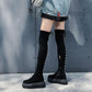 Autumn and Winter Women's Boots High Over The Knee Boots Flat Shoes Women's Lace-up Boots Elastic Boots