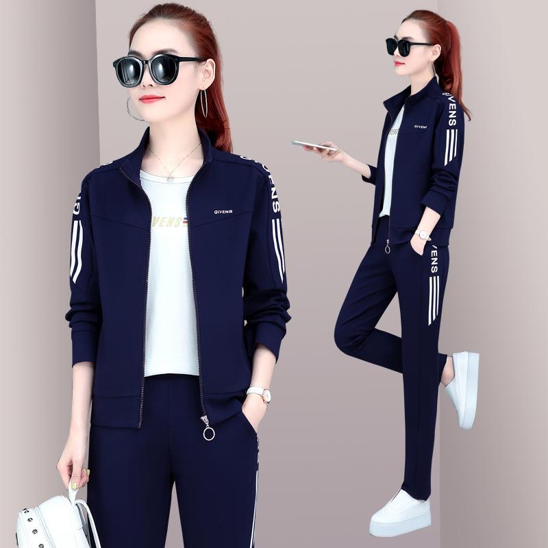Long-Sleeved Casual Sweatshirt Set Large Size Spring And Autumn Women's 3pcs Set Wild