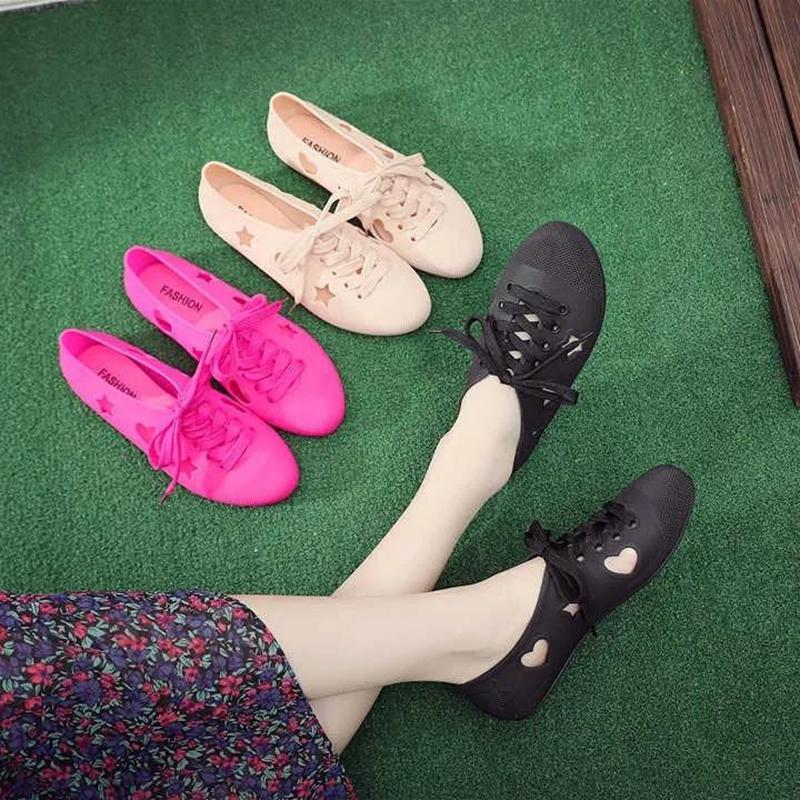 Beach Shoes Women's Summer Korean Fashion Flat-bottomed Lace-up Breathable Running Sports and Leisure Waterproof Non-slip Shoes