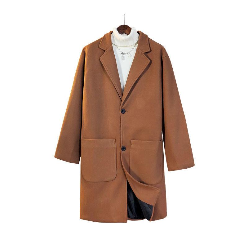 Thickened Warm Mid-length Woolen Coat Men's Autumn and Winter Warm Windbreaker Jacket Temperament Handsome Suit Jacket