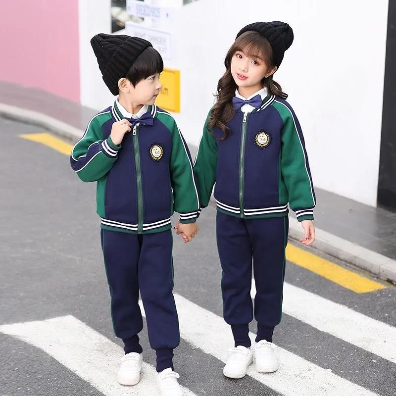Kindergarten Uniforms Spring and Autumn Clothes Elementary School Uniforms Suits Children's Class Clothes Sportswear Green Two-piece Suit