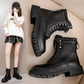 Leather Boots Women Winter Shoes Black Ankle Booties Platform Shoes Fashion Fall Shoes Flat Warm Fur Boots