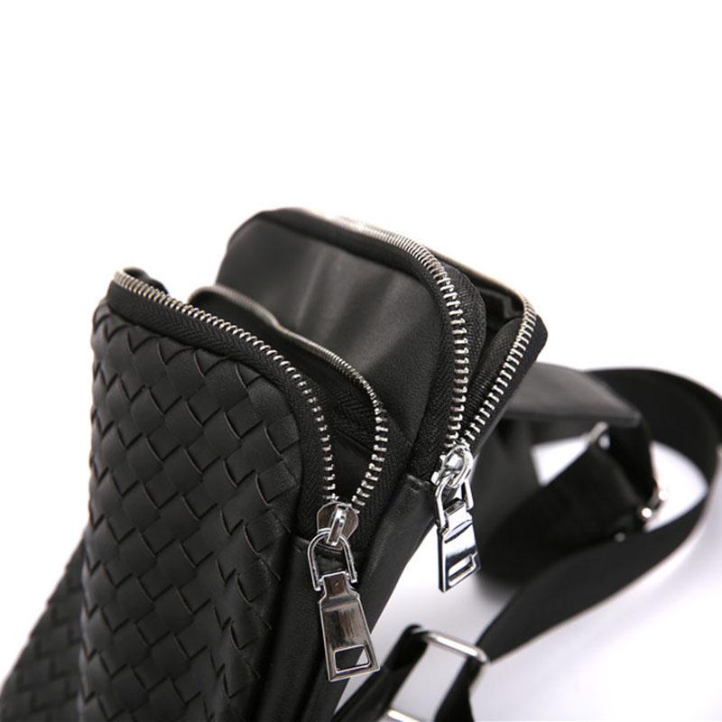 Chest Bag Men Waterproof Large Capacity Woven Crossbody Bag Outdoor Leisure Sports Shoulder Bag