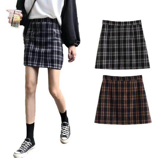 Sweet Girls Pleated Skirt High Waist Plaid A-Line Flare Skater Short Skirt Uniforms Cosplay School
