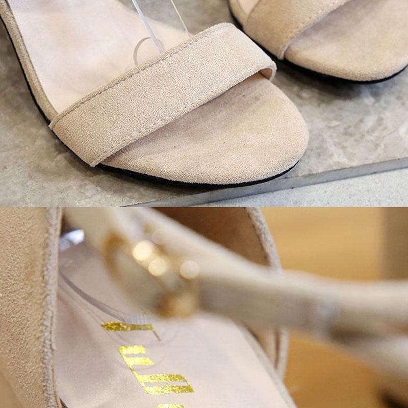 Women's Summer Sandals Mid-heel Chunky Heel Buckle High Heels Korean Style All-match Strapped Roman Sandals