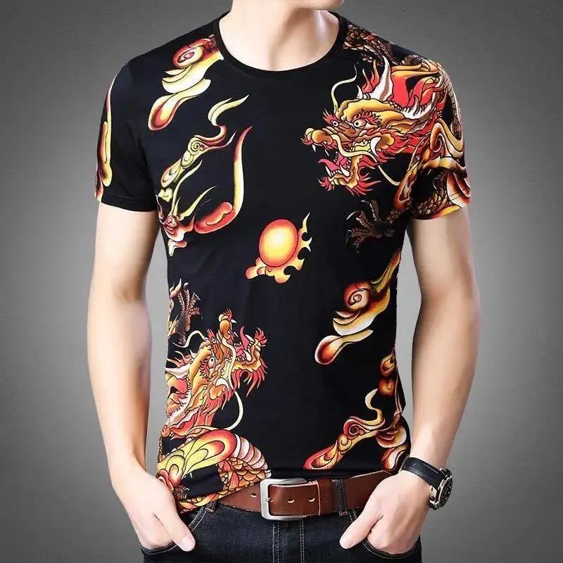 3D Dragon Print Shirt Men Tees Summer Fashion T-shirt Half Sleeve Overshirt Loose Comfortable Pullover