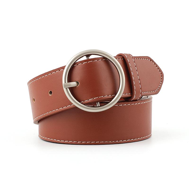 Concise Round buckle ladies wide belt fashion buckle pants belt