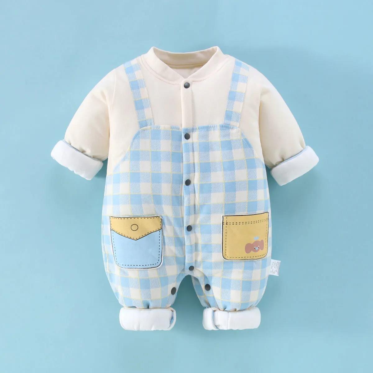 Newborn Baby One-piece Clothes Autumn and Winter Cotton Thickened Suit Newborn Baby Clothes Cotton Clothes Cotton Clothes Wear Warm Outside