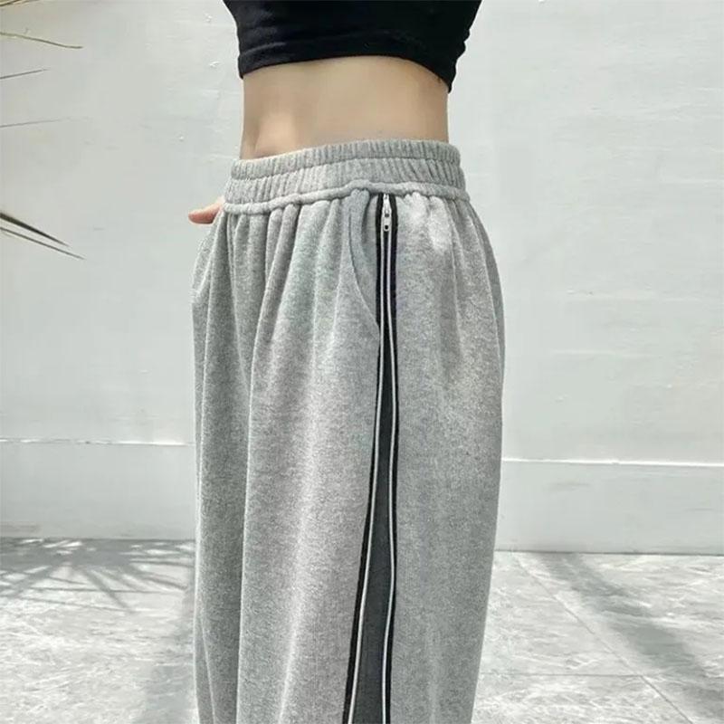 Women's Summer Thin Sports Pants Side Zipper Loose Beam Harem Pants Slim Fashion Ins Pants Ladies Fitness Trousers