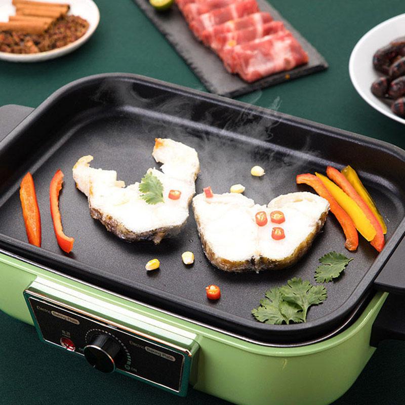 British Multi-function Cooking Pot Barbecue Meat Boiler Household Electric Pot for Frying and Cooking Fried Egg Barbecue Plate
