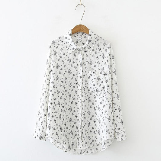 Early Spring Small Fresh and Sweet Floral Shirt Women's Design Sense Niche Western Style Light Familiar All-match Blouse