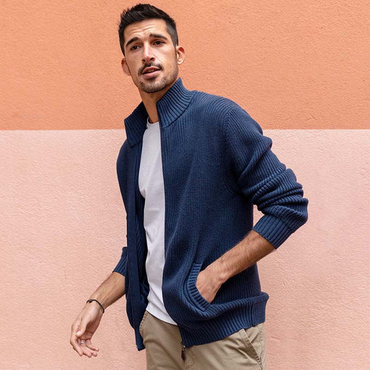 Autumn and Winter New Round Neck Sweater Men's Warm Sweater Upper Long-sleeved T-shirt Men