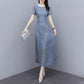 Korean Version Black High-end Lace Dress Female Spring Summer Short Sleeve Round Neck Long Dress
